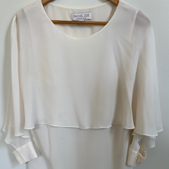 RACHEL ZOE Cream Ruffled Cut Out Blouse - Picture 10 of 14